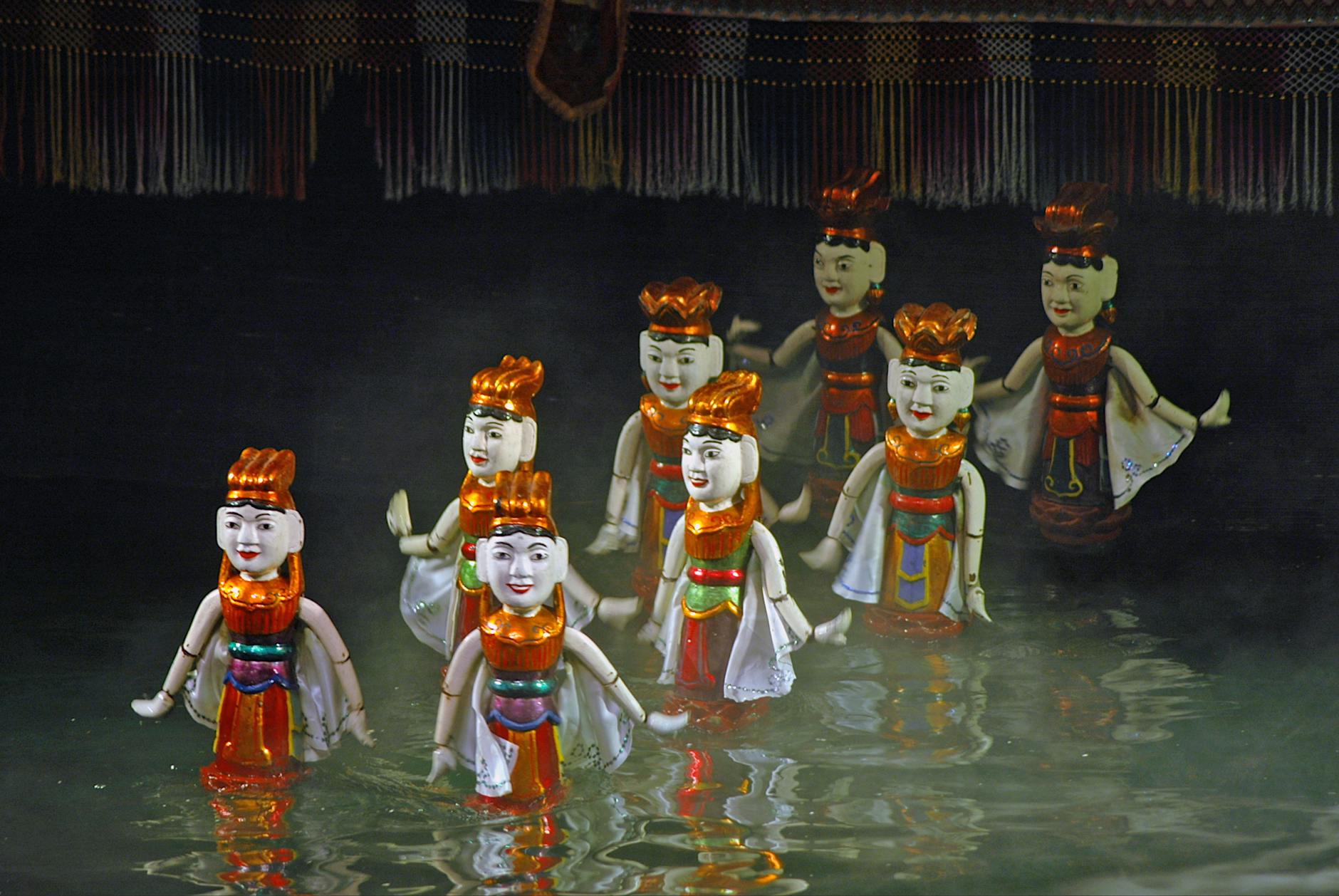 Traditional Vietnamese water puppet performance in Hanoi