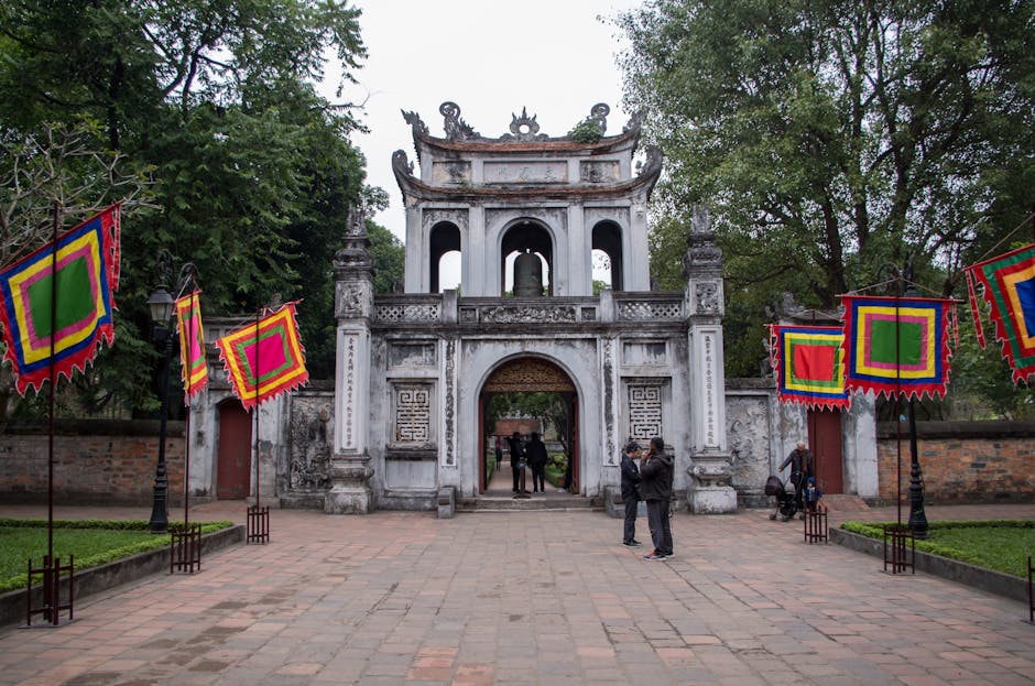 Historic main gate at Temple of Literature Hanoi