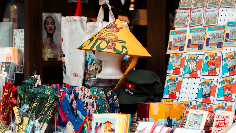 Vibrant display of Vietnamese handicrafts
