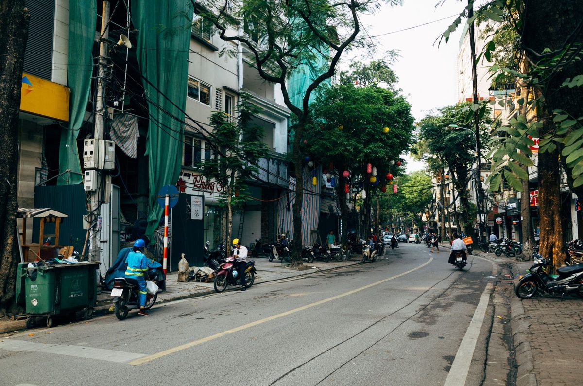 A typical street scene in a central Hanoi neighbourhood